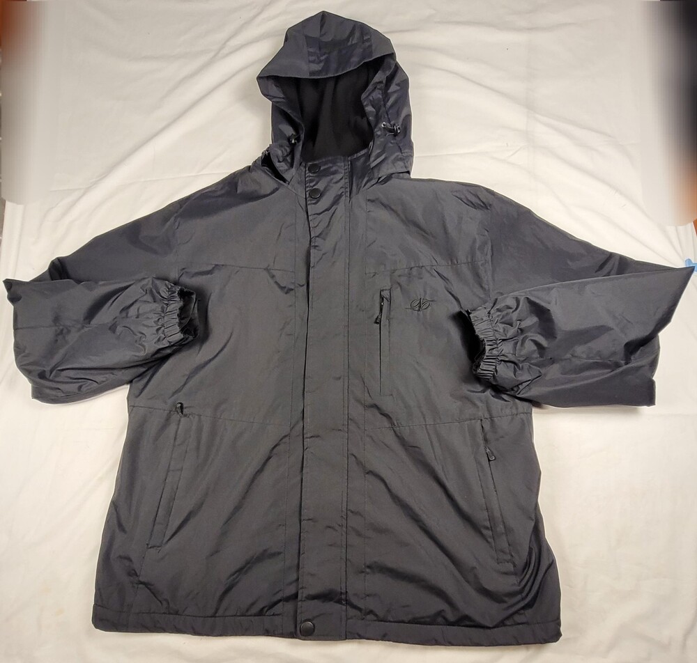 NordicTrack Jacket Mens Large Black 3-in-1 Detach Hood Fleece Lined Reversible